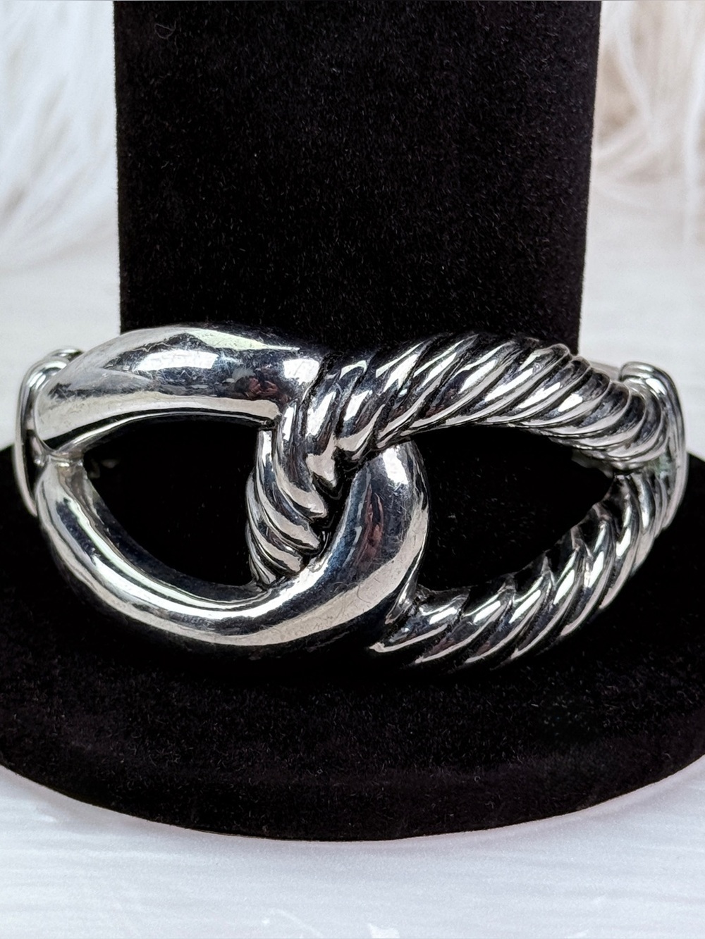 Large vintage, aged Silvertone wide bracelet